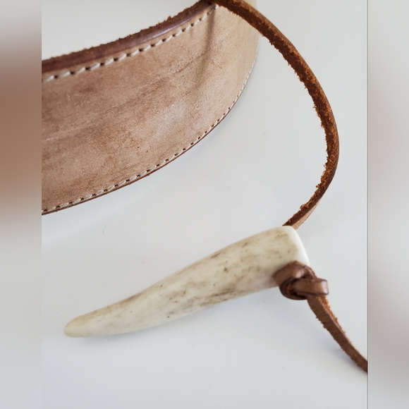 Vintage 80's Banana Republic Save-The-Tigers Leather Bone Belt Women's Sz 34" - Picture 7 of 14